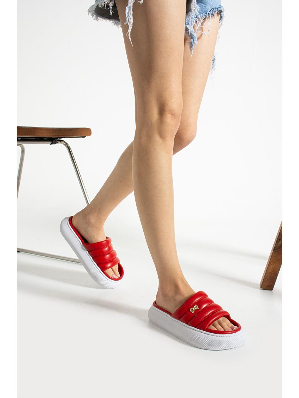 Kırmızı LOTUS Kadın Terlik Dış Mekan ve Ev Terliği Havuz Deniz Terliği-2