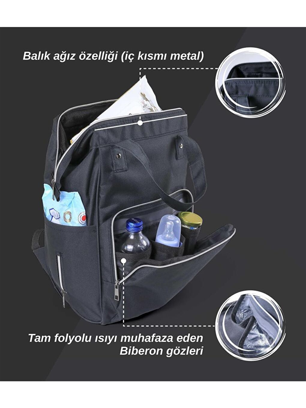 Anne Bebek Bakım Sırt Çantası Biberon Termoslu Sıvı Geçirmez Bebek Çantası-3
