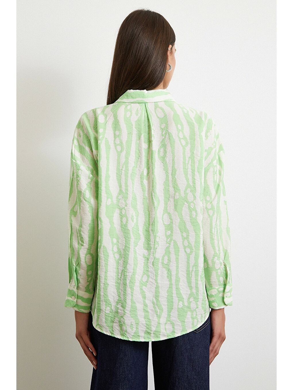 Zebra Desen Modal Gömlek Yeşil-3