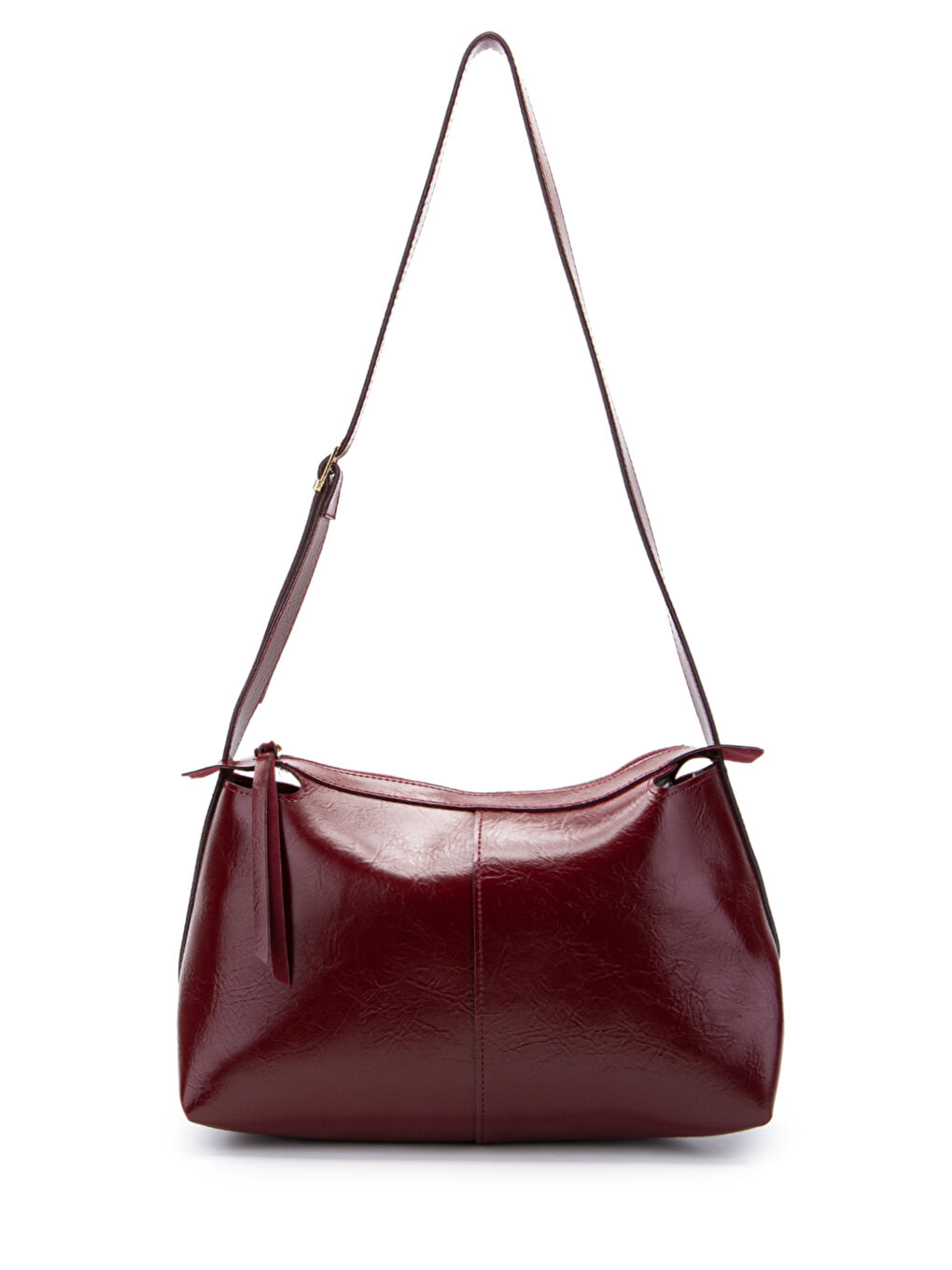 Kemer Askı Detaylı Baget Form Suni Deri Talia Kadın Kol Çanta Bordo