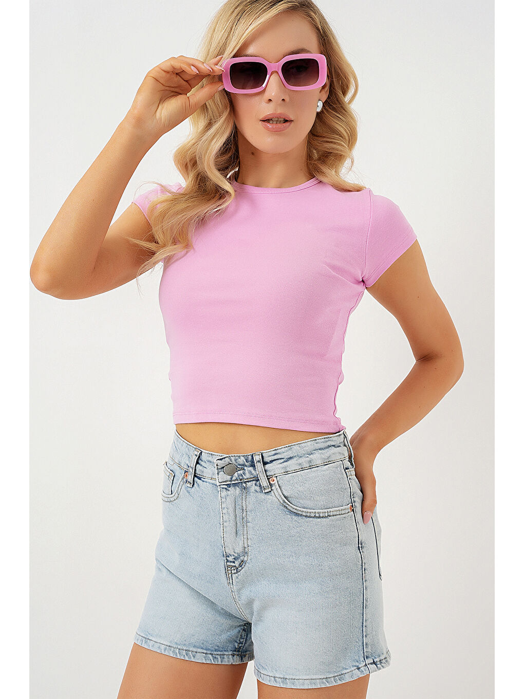 Kadın Kısa Jean Şort 5339   Mavi-3