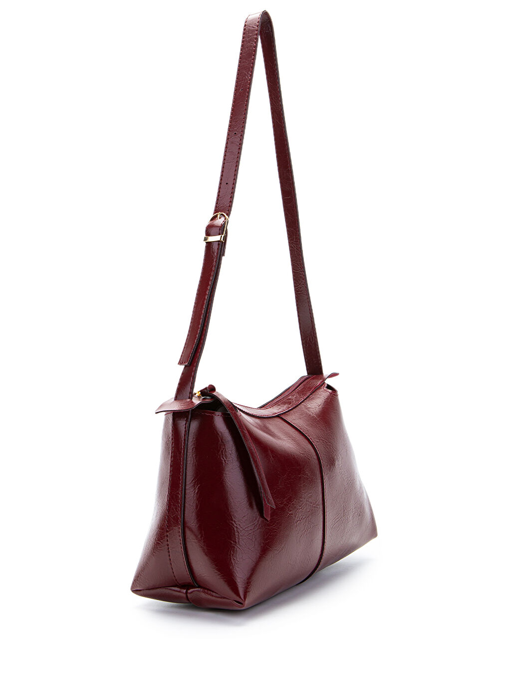 Kemer Askı Detaylı Baget Form Suni Deri Talia Kadın Kol Çanta Bordo-1