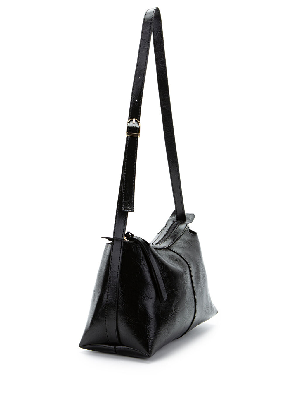 Kemer Askı Detaylı Baget Form Suni Deri Talia Kadın Kol Çanta Siyah-1