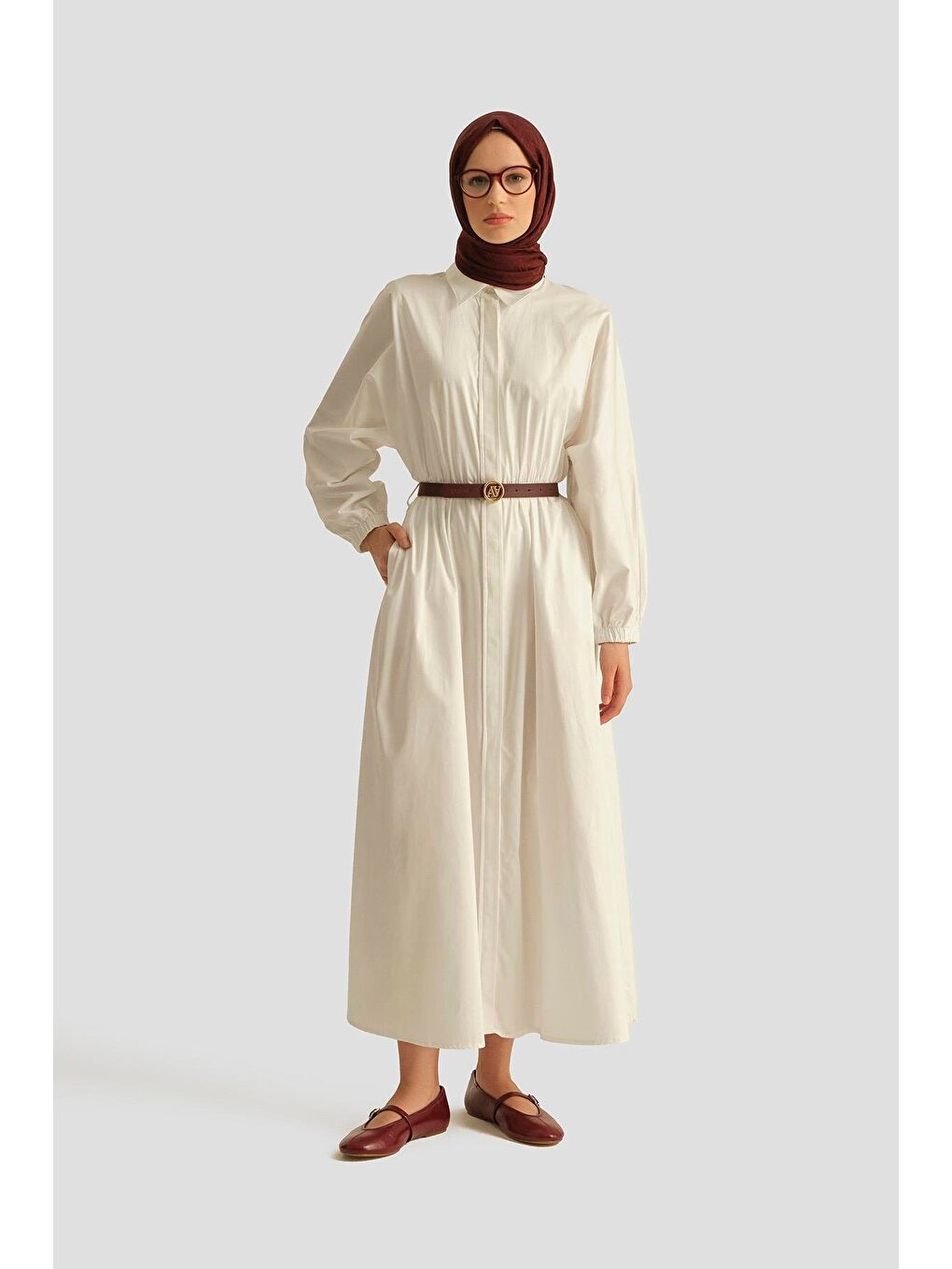 Gömlek Elbise 25Yd9025-1 Beyaz