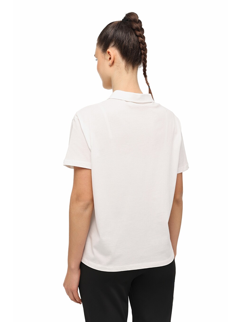 Bej WL 12ABELA 6FX Ekru Kadın Polo Yaka Kısa Kol T-Shirt-1