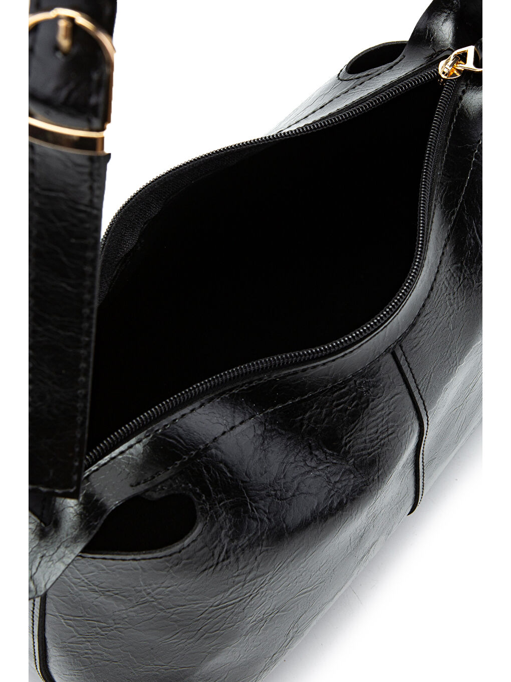 Kemer Askı Detaylı Baget Form Suni Deri Talia Kadın Kol Çanta Siyah-3