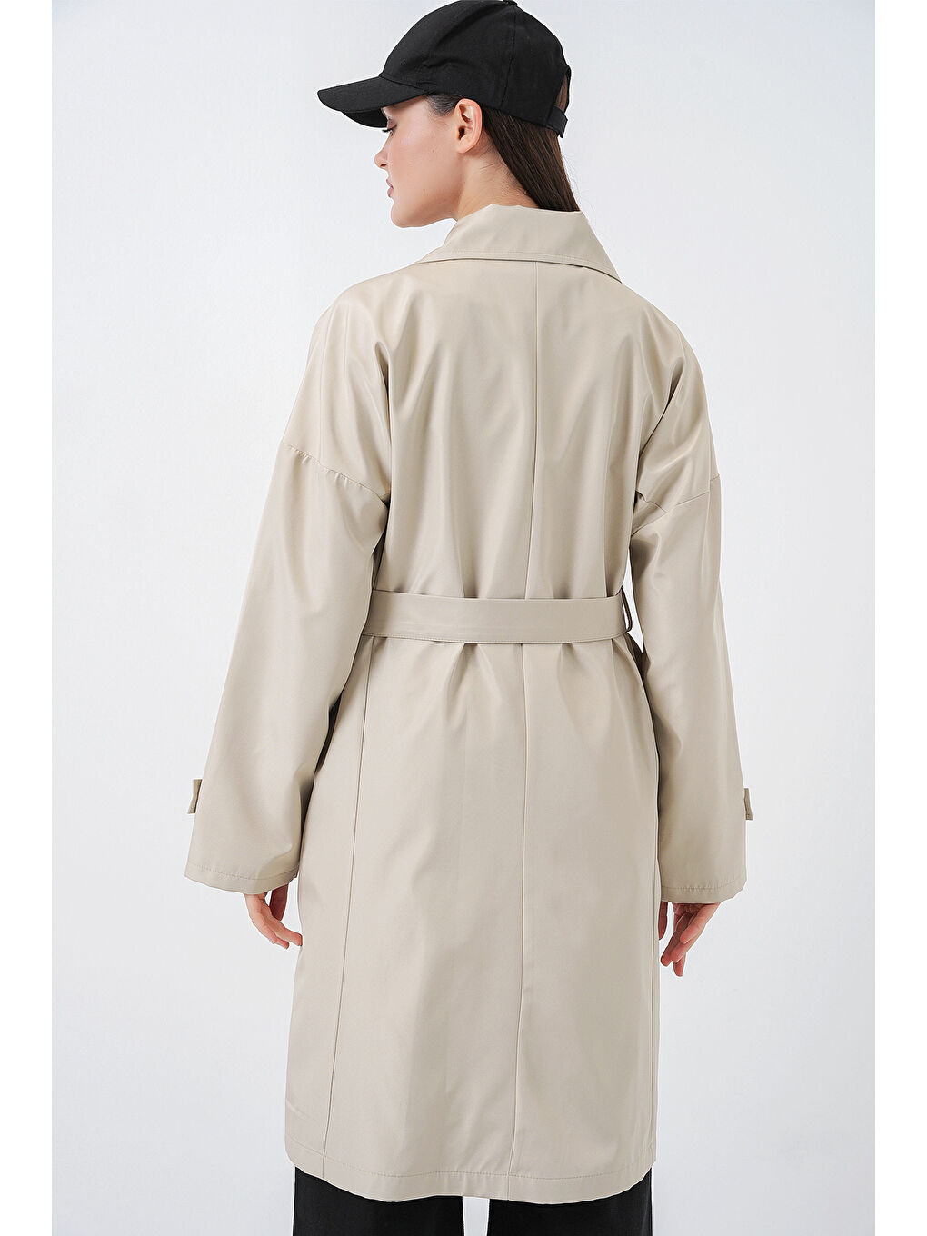 Kadın Kruvaze Yaka Trençkot 5987 - Bej-7