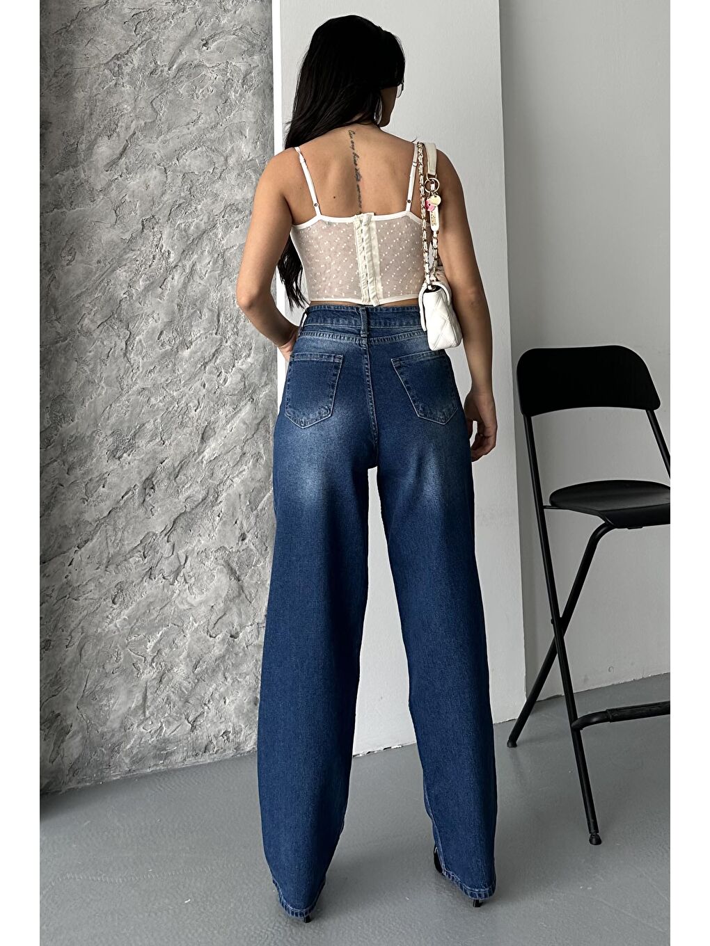 Taş Bıyık Baggy Jean Pantolon Koyu Mavi - 27270-4