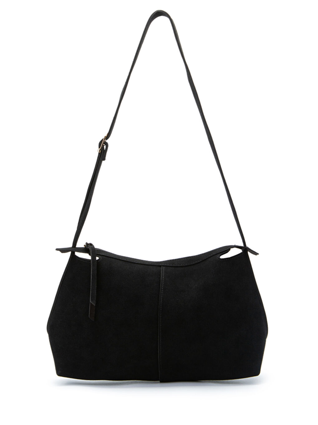 Kemer Askı Detaylı Baget Form Süet Talia Kadın Kol Çanta Siyah