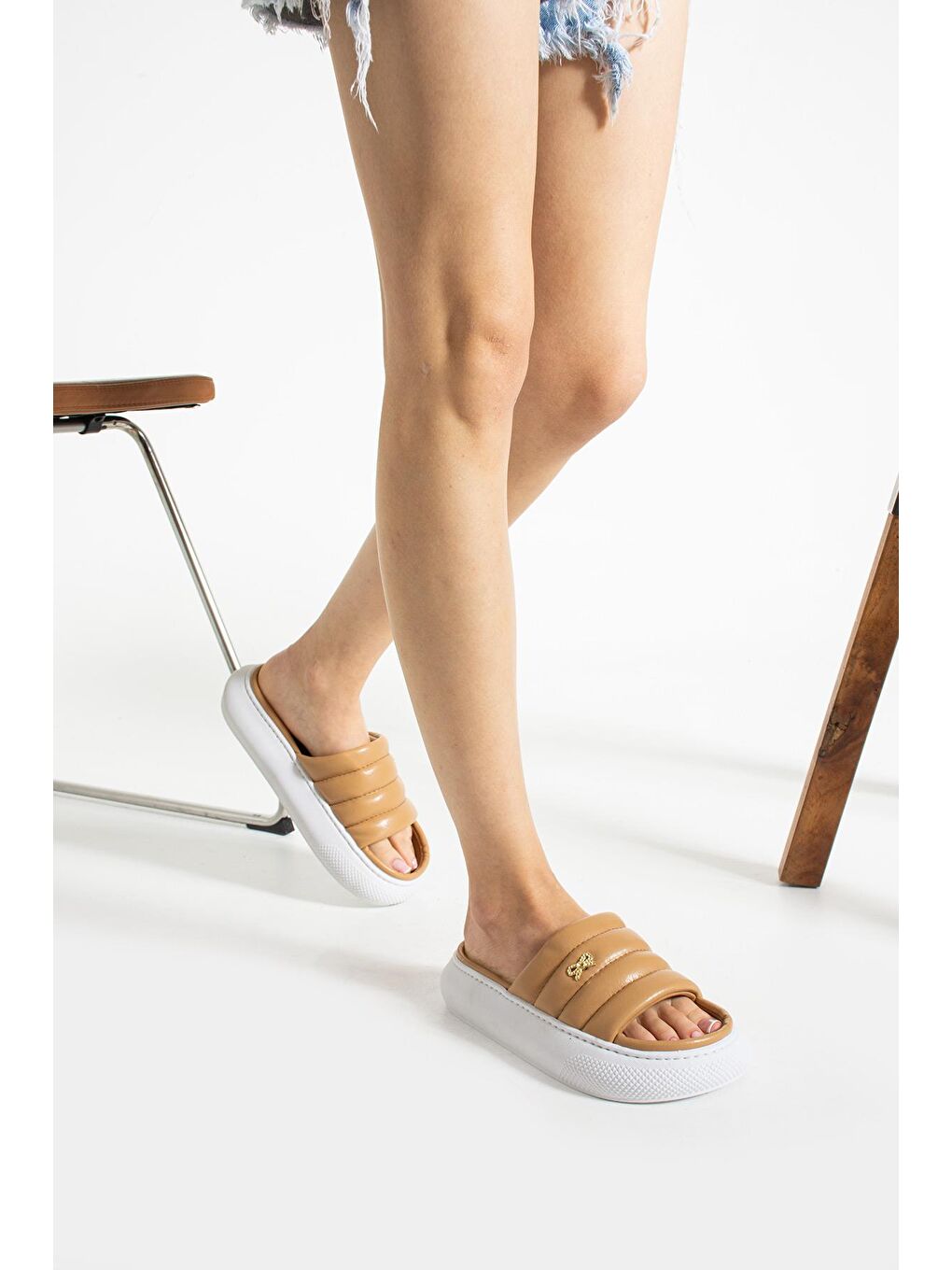 Kahverengi LOTUS Kadın Terlik Dış Mekan ve Ev Terliği Havuz Deniz Terliği-2