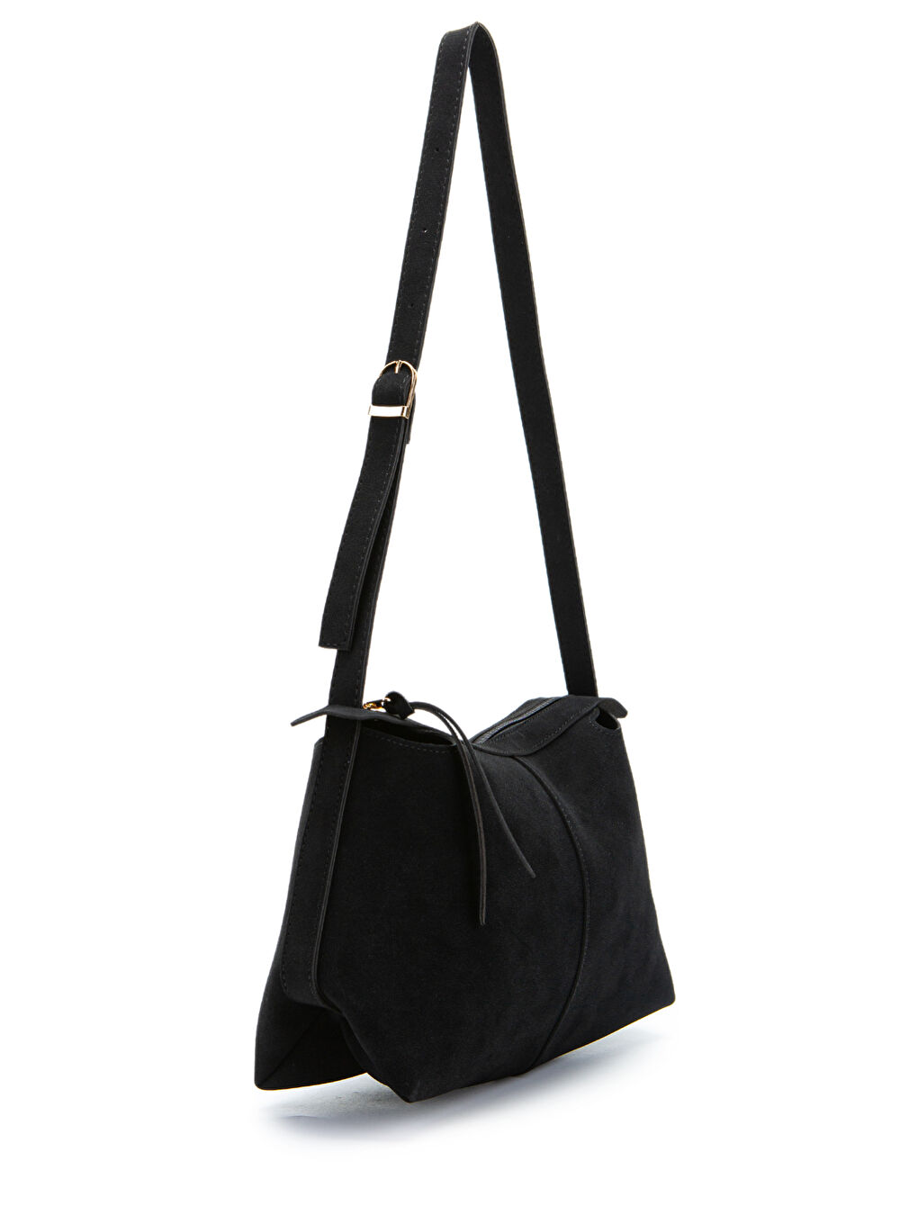 Kemer Askı Detaylı Baget Form Süet Talia Kadın Kol Çanta Siyah-1