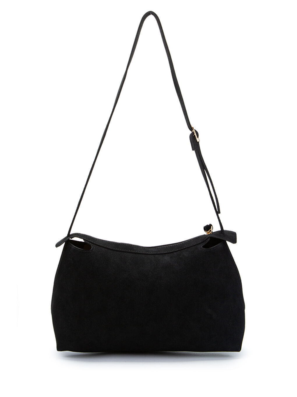 Kemer Askı Detaylı Baget Form Süet Talia Kadın Kol Çanta Siyah-2