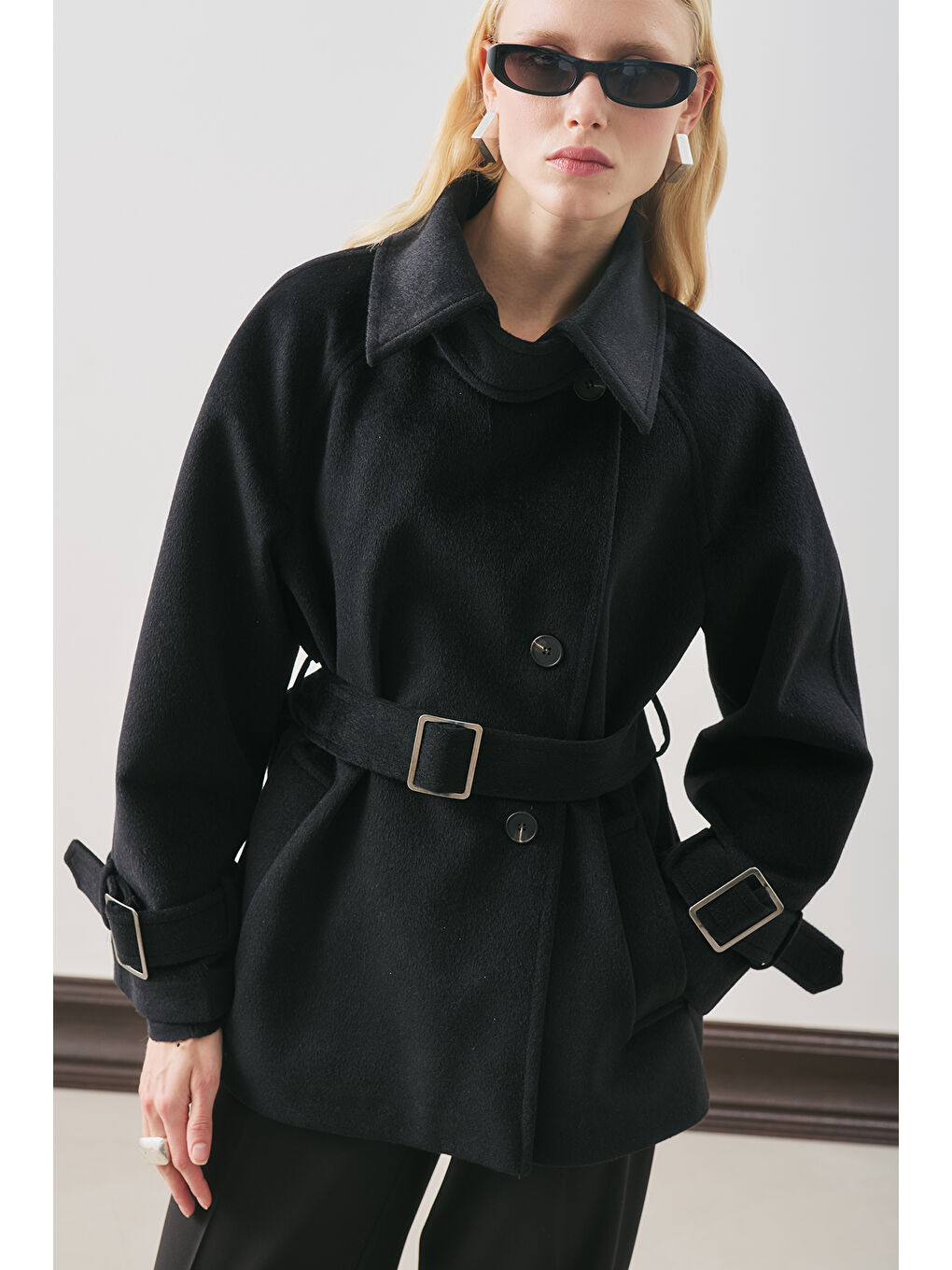 Premıum Kaşe Geniş Kaban Siyah-4