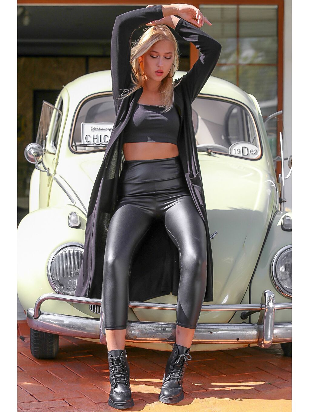 Kadın Siyah Cepli Oversize Ceket M10210100CE98967-3