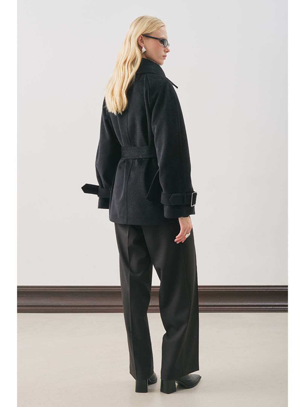 Premıum Kaşe Geniş Kaban Siyah-5