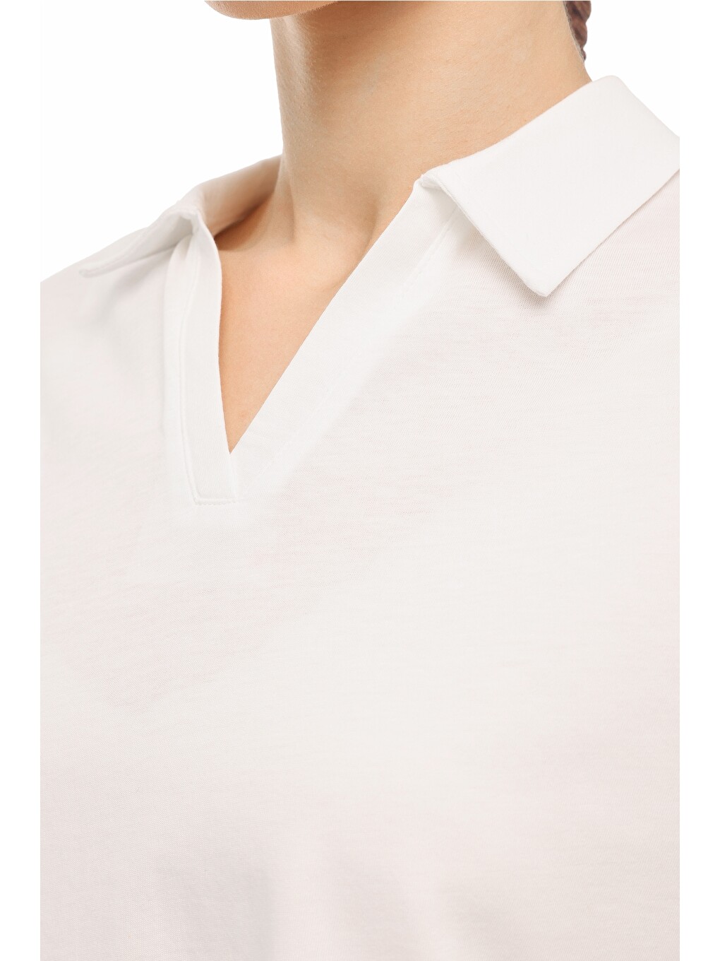 Bej WL 12ABELA 6FX Ekru Kadın Polo Yaka Kısa Kol T-Shirt-3