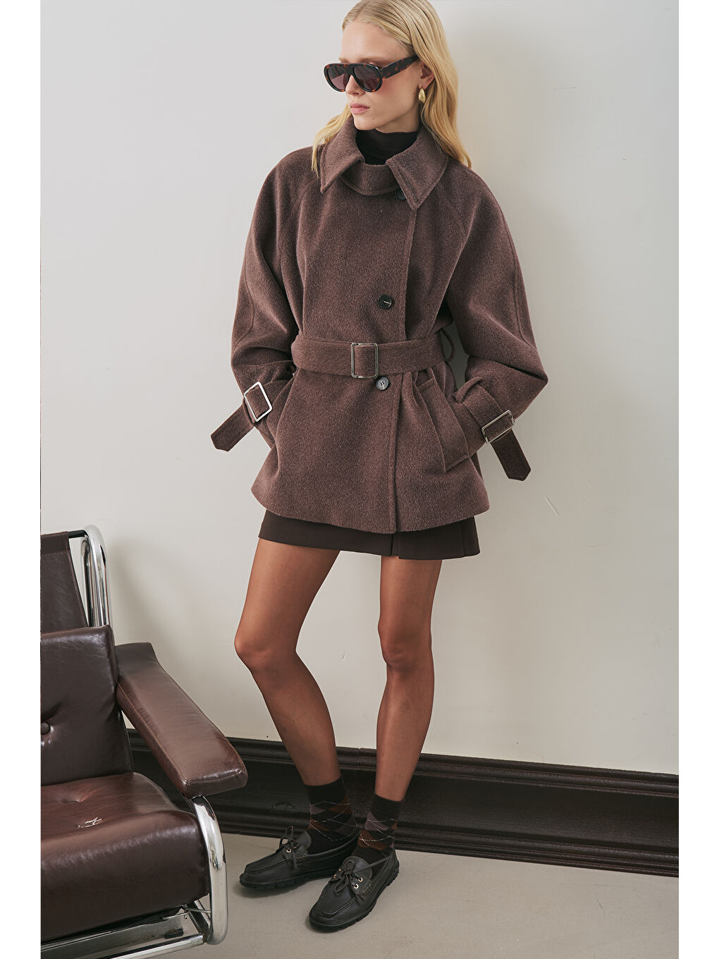 Premıum Kaşe Geniş Kaban Kahverengi-1