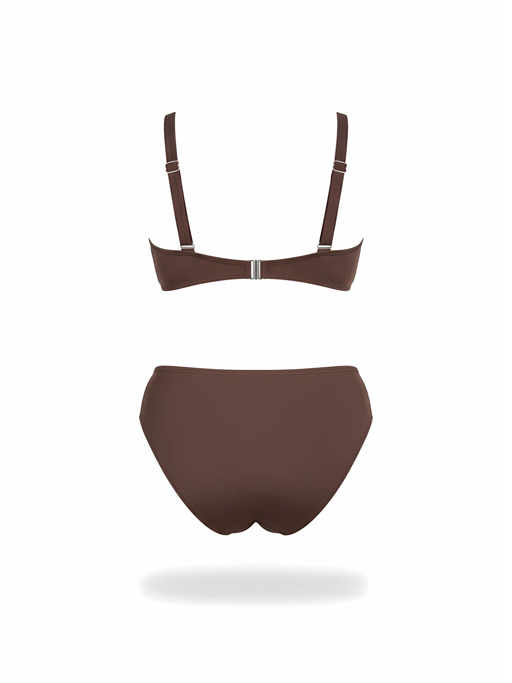 Kadın Kahverengi Çok Renkli Yüksel Bel Astarlı Büyük Beden Bikini Takımı HZL25S-LC22315-1