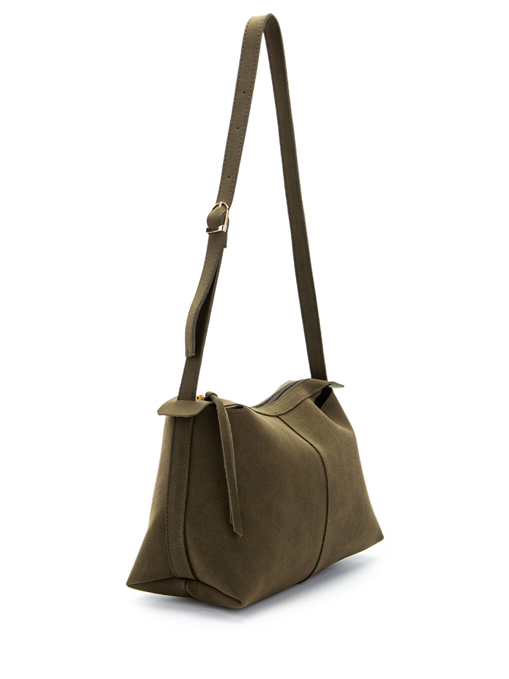 Kemer Askı Detaylı Baget Form Süet Talia Kadın Kol Çanta Haki-1