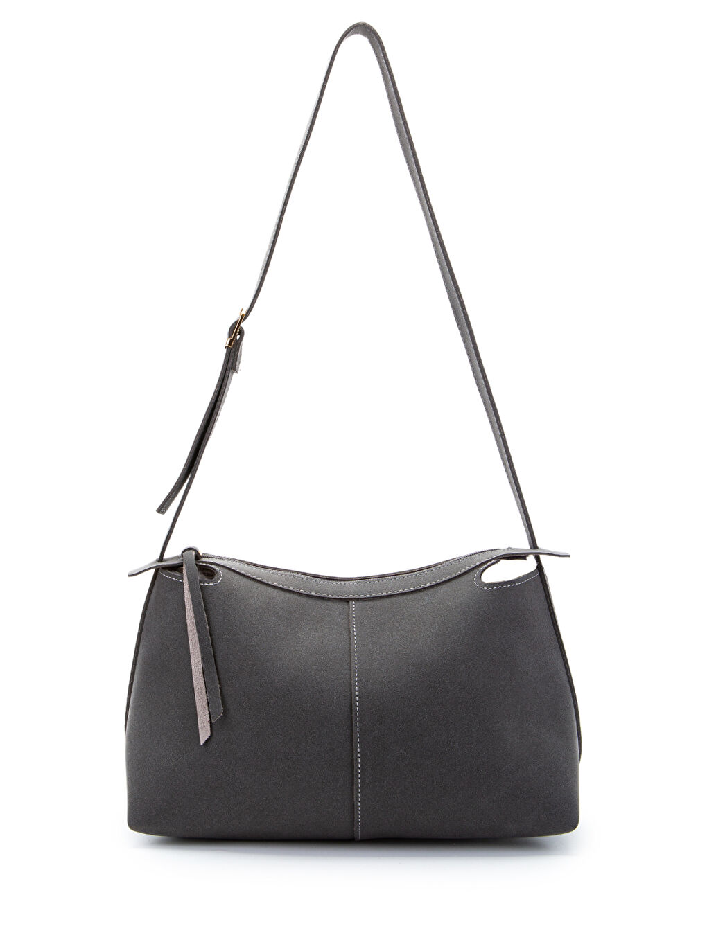 Kemer Askı Detaylı Baget Form Süet Talia Kadın Kol Çanta Gri