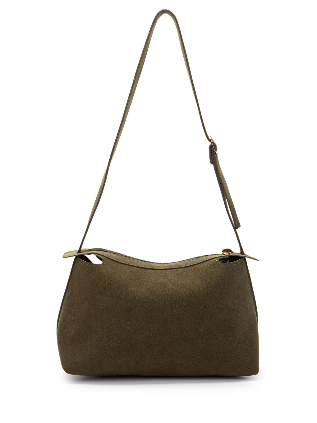 Kemer Askı Detaylı Baget Form Süet Talia Kadın Kol Çanta Haki-2