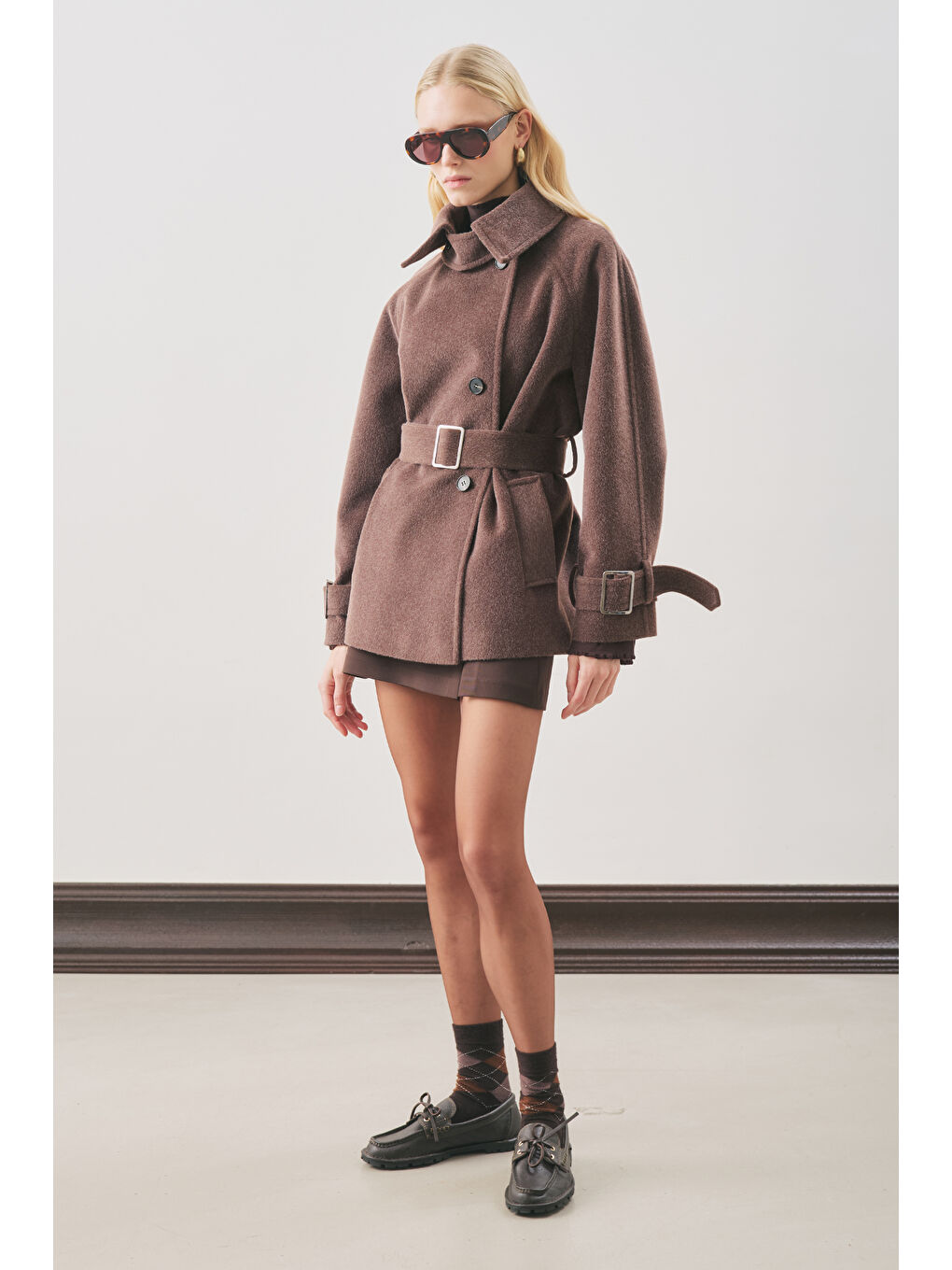 Premıum Kaşe Geniş Kaban Kahverengi-4