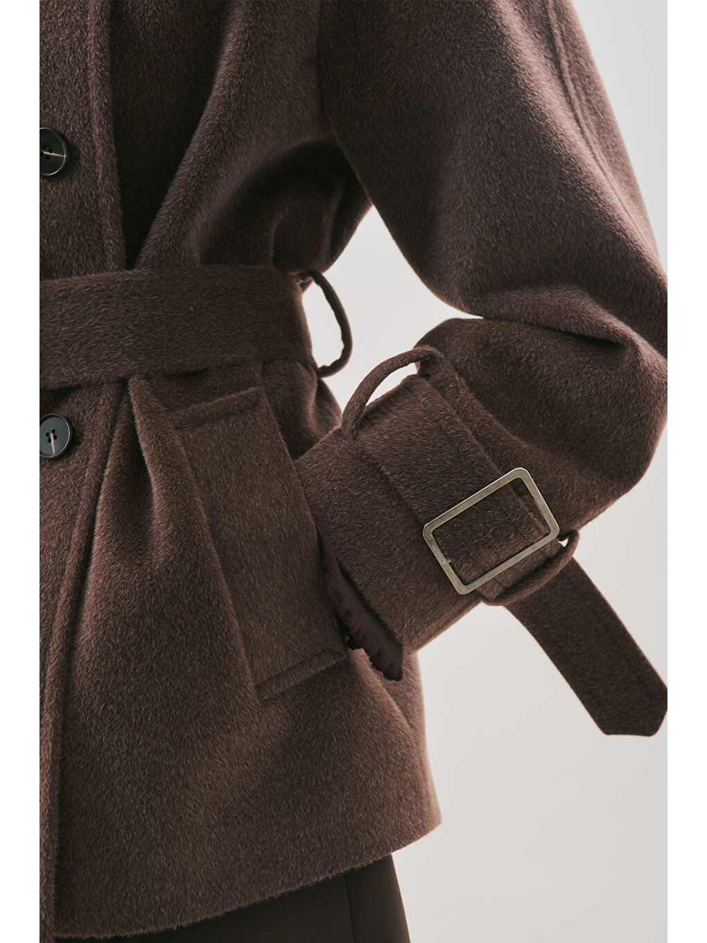 Premıum Kaşe Geniş Kaban Kahverengi-5