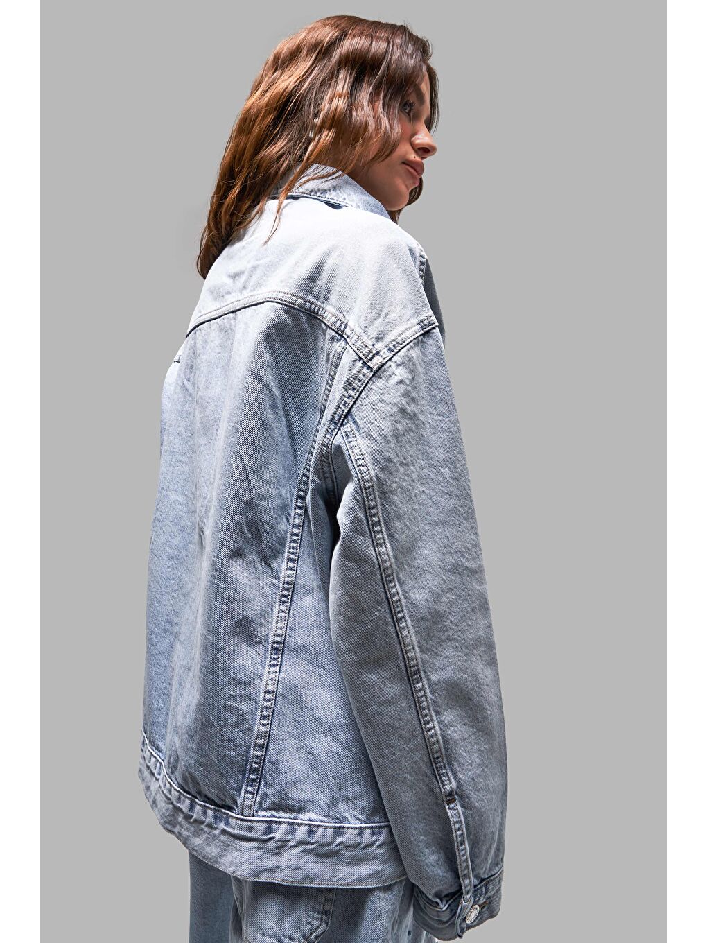 Mavi Kadın Jean Rengi 4S5-84 Oversize Bol Kesim %100 Pamuk Denim Ceket-2