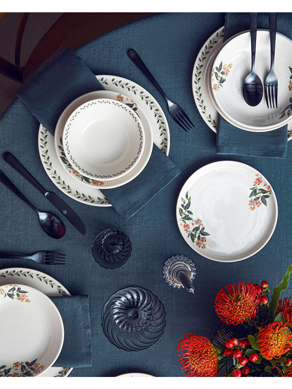 Elena Seramik Yemek Takımı 16 Parça 4 Kişilik Yeşil-Turuncu