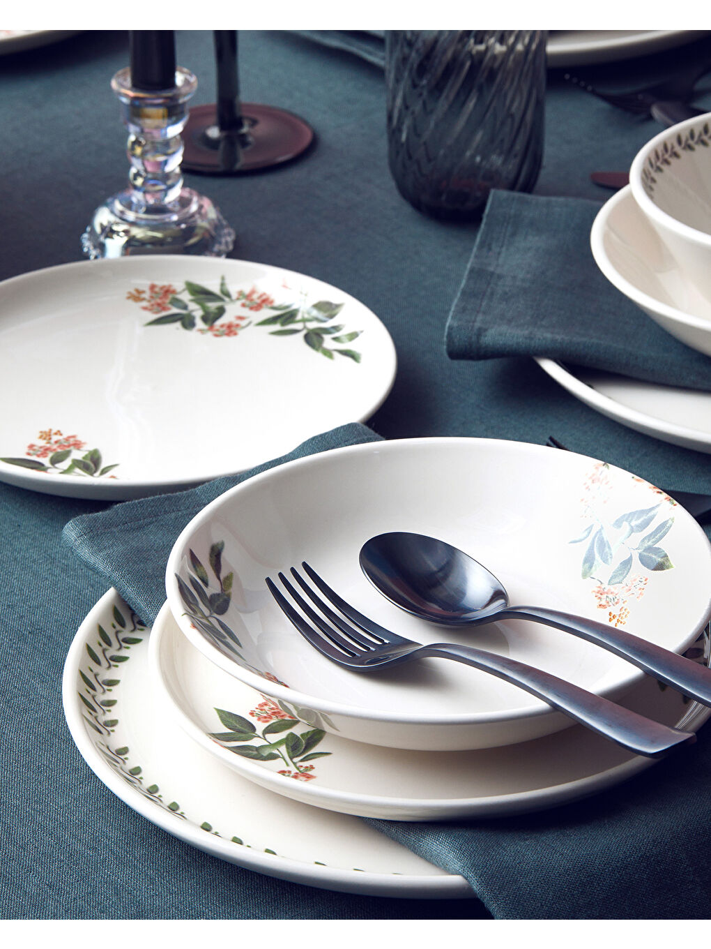 Elena Seramik Yemek Takımı 16 Parça 4 Kişilik Yeşil-Turuncu-1