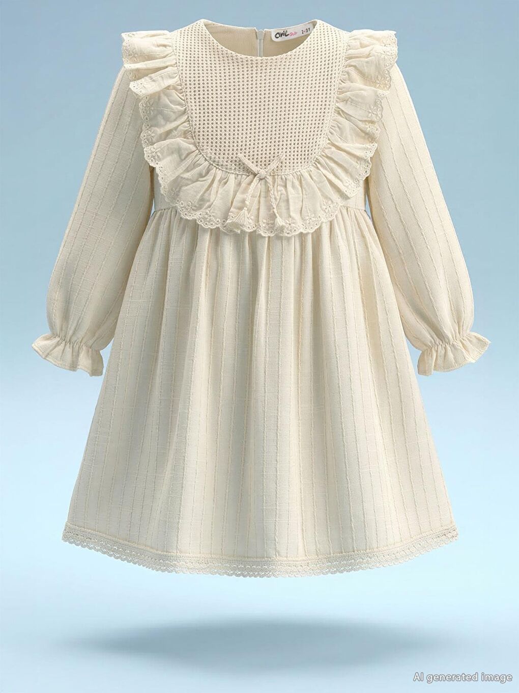 Girls Roba Fırfırlı 2-5 Yaş Elbise - Bej