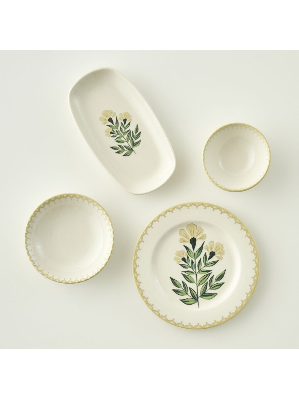 Karışık Lena Porselen 10 Parça 4 Kişilik Kahvaltı Takımı-5