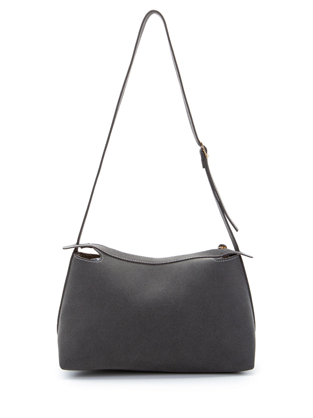 Kemer Askı Detaylı Baget Form Süet Talia Kadın Kol Çanta Gri-2