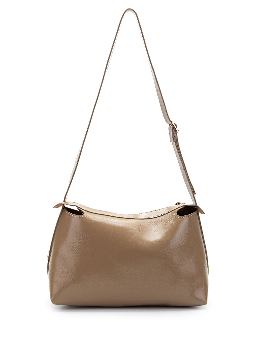 Bej Kemer Askı Detaylı Baget Form Suni Deri Talia Kadın Kol Çanta Vizon-2