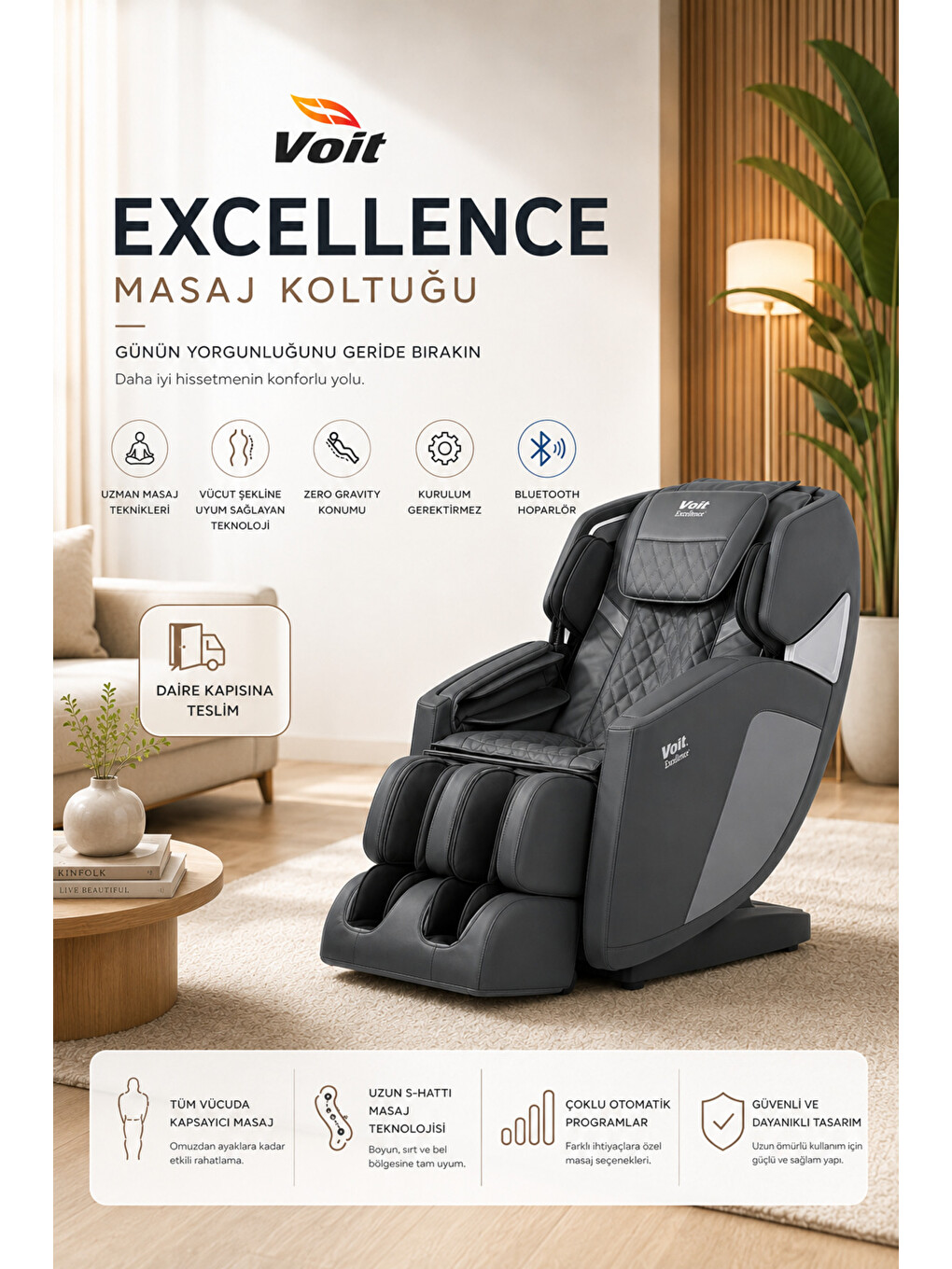Excellence Profesyonel Masaj Koltuğu | Kurulum Gerektirmez, , Daire Kapısı Teslim