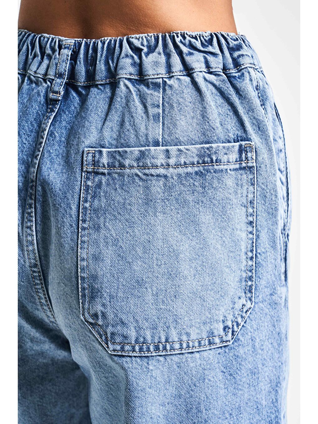 Mavi Kadın Jean Rengi 4s5-27 Carrot Fit %100 Pamuk Beli Lastikli Rahat Kalıp Denim Jean-4