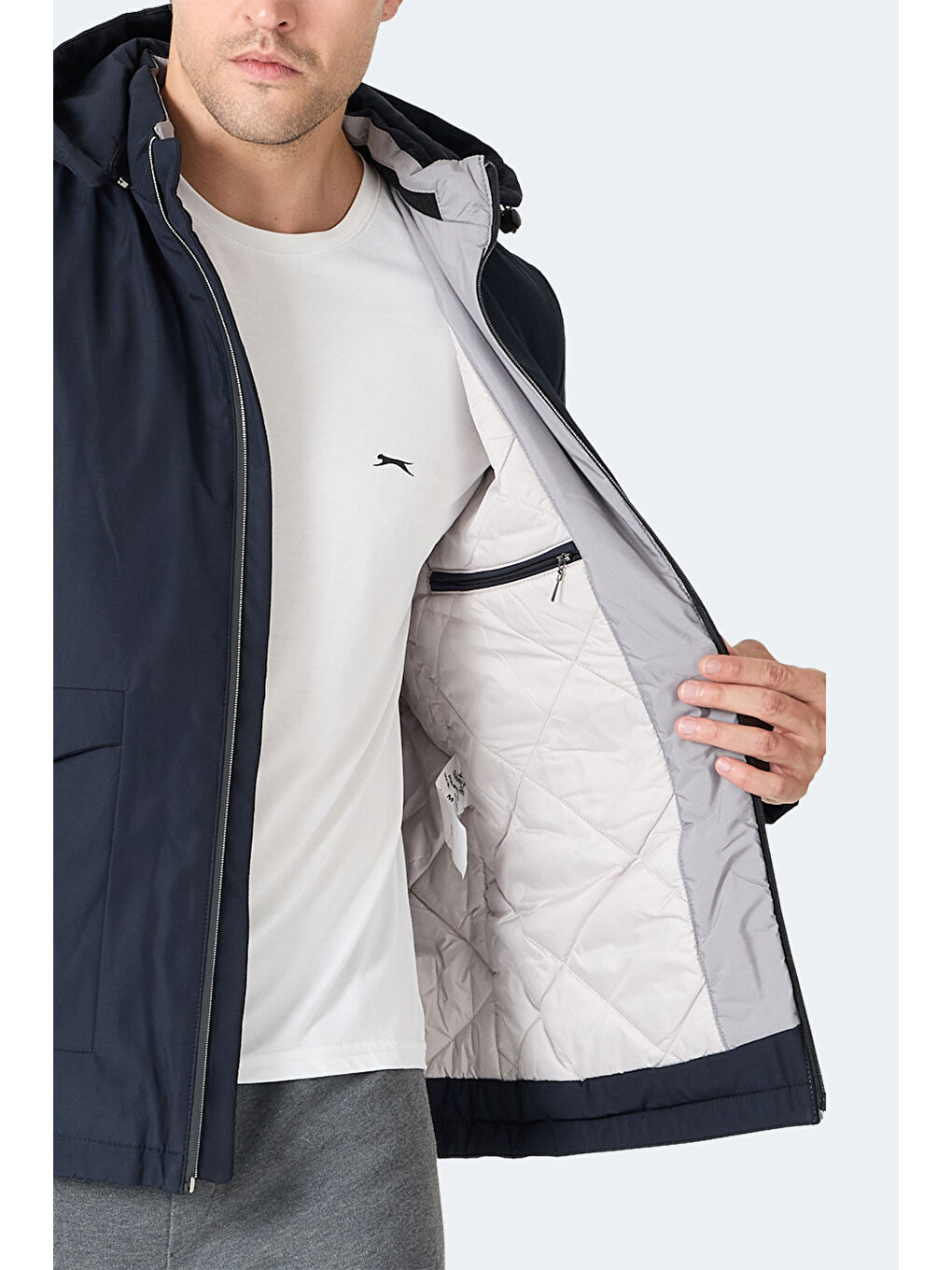 GRAVEL Erkek Kapüşonlu Lacivert Mont & Kaban-5