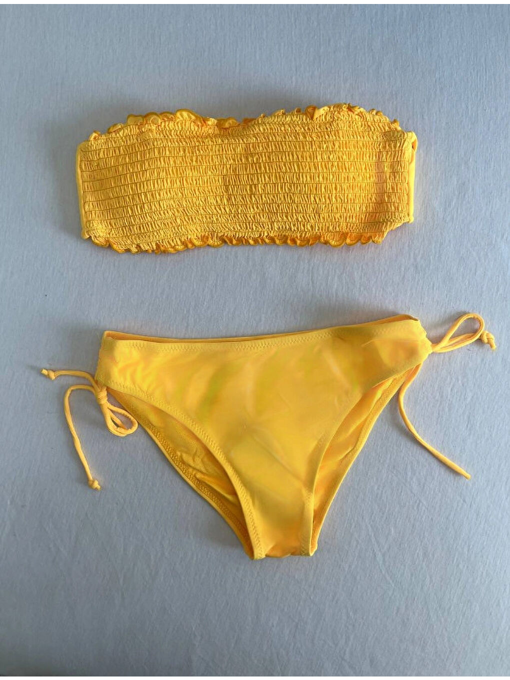 Kadın Sarı Büzgülü Astarlı Bikini Takım HZL25S-LC3349-1