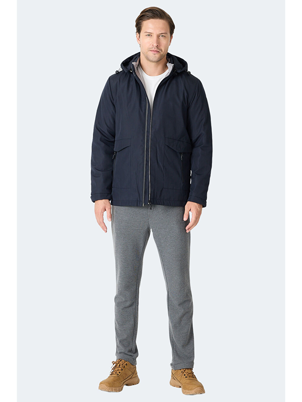 GRAVEL Erkek Kapüşonlu Lacivert Mont & Kaban-6