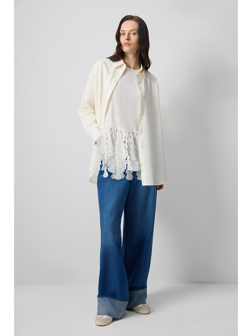 Ekru Şifon Püsküllü Tunik