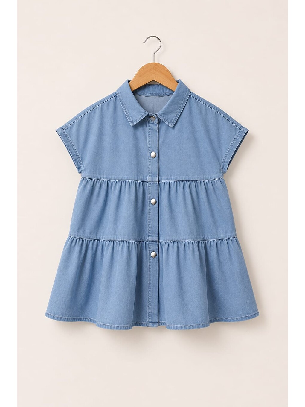 Mavi Mia Düğmeli Denim Kız Çocuk Elbise 12833