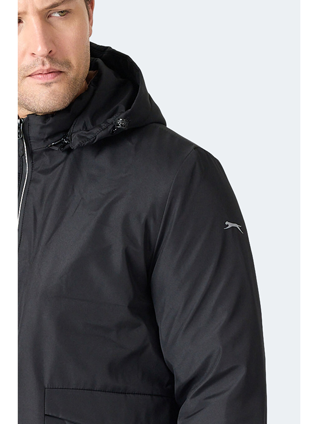 GRAVEL Erkek Kapüşonlu Siyah Mont & Kaban-1