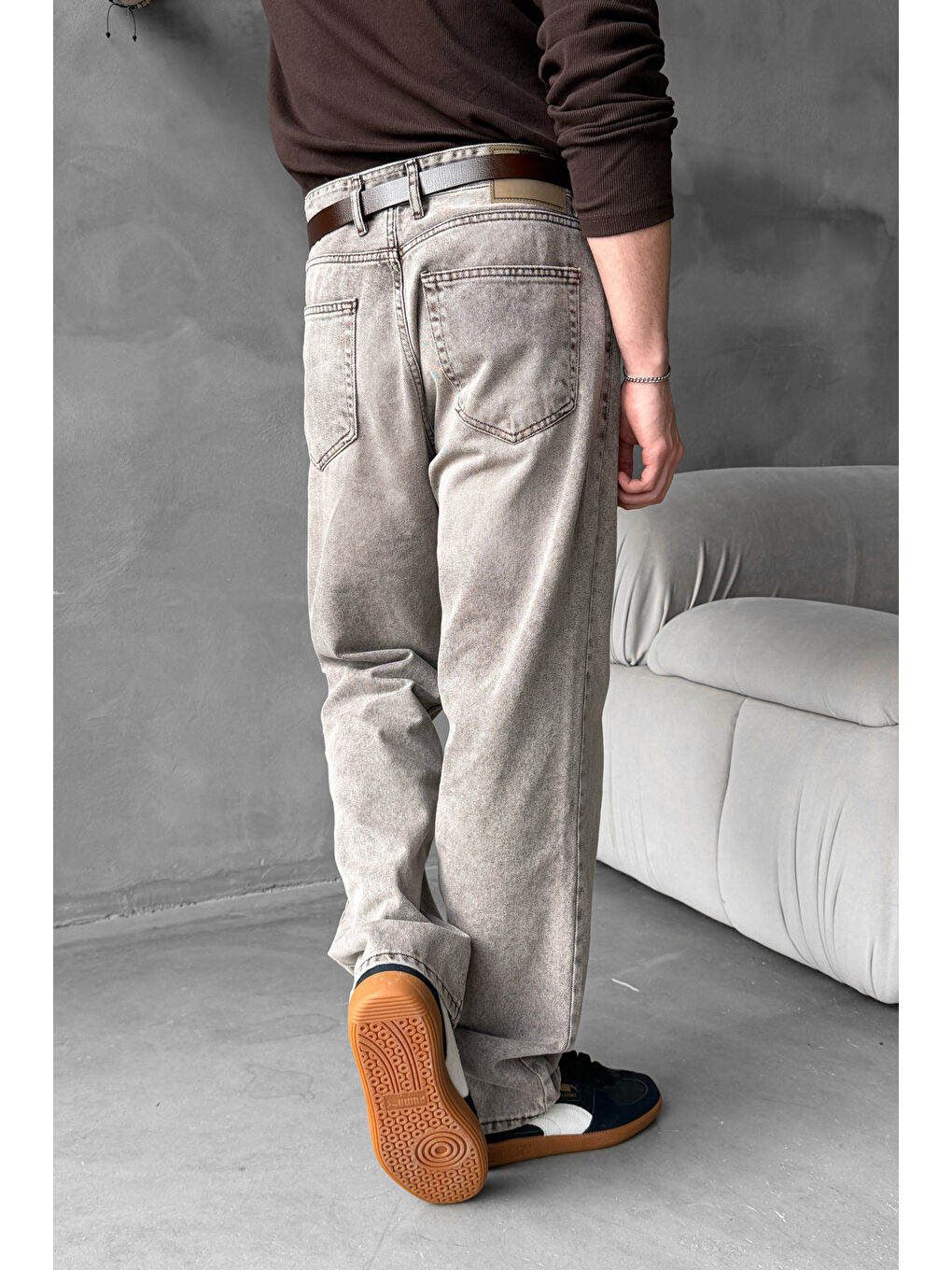 Kahverengi Erkek Regular Jean Pantolon-1