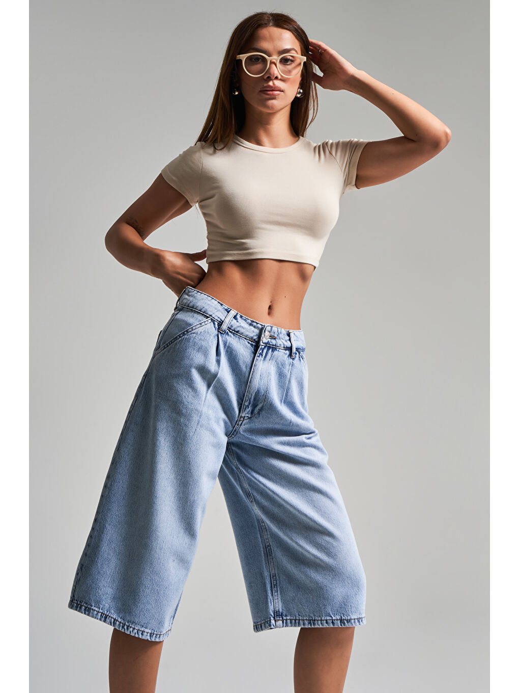 It's Basic Mavi Kadın Jean Rengi 4s5 3 Maxi Boy  100 Pamuk Denim Bermuda Şort - 4