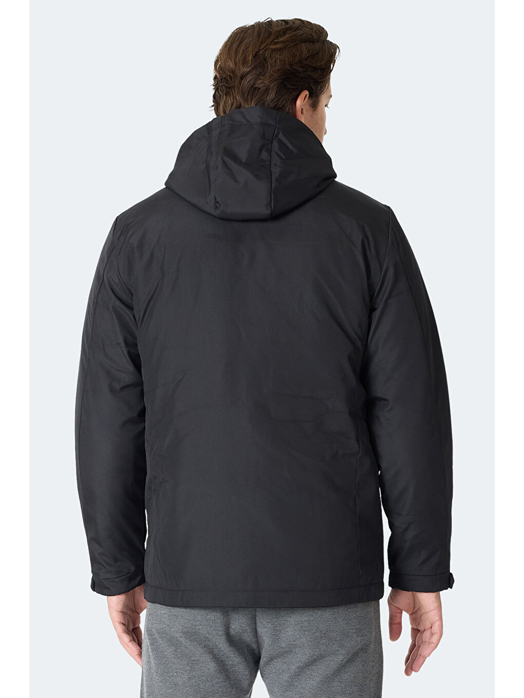 GRAVEL Erkek Kapüşonlu Siyah Mont & Kaban-5