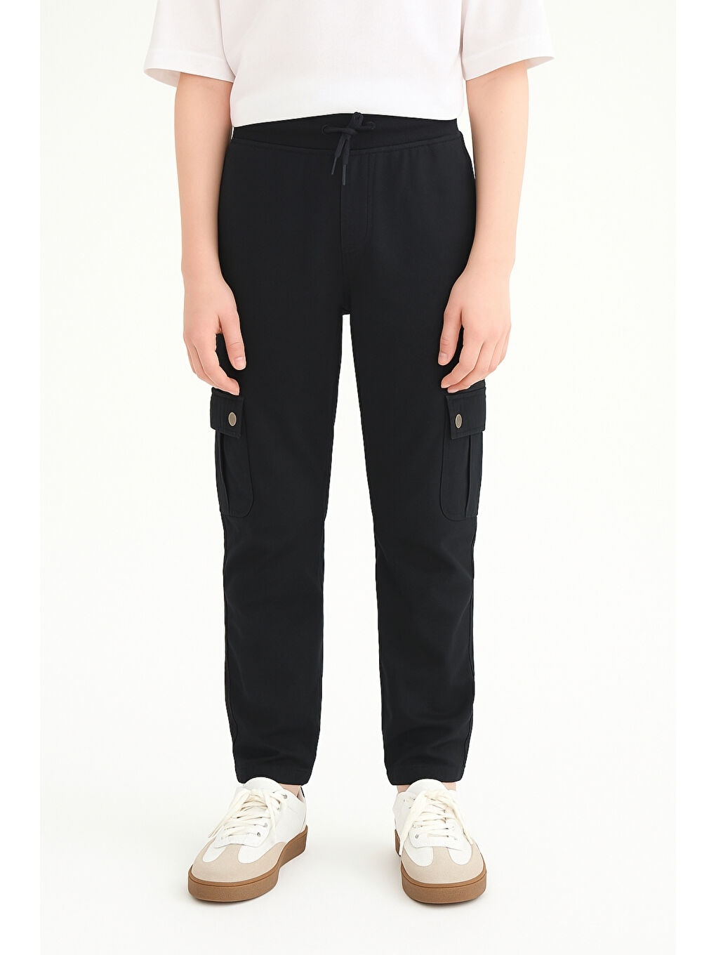 Siyah Erkek Çocuk Komando Cepli Beli Lastikli Okul Pantolonu AK1000-1-2-2