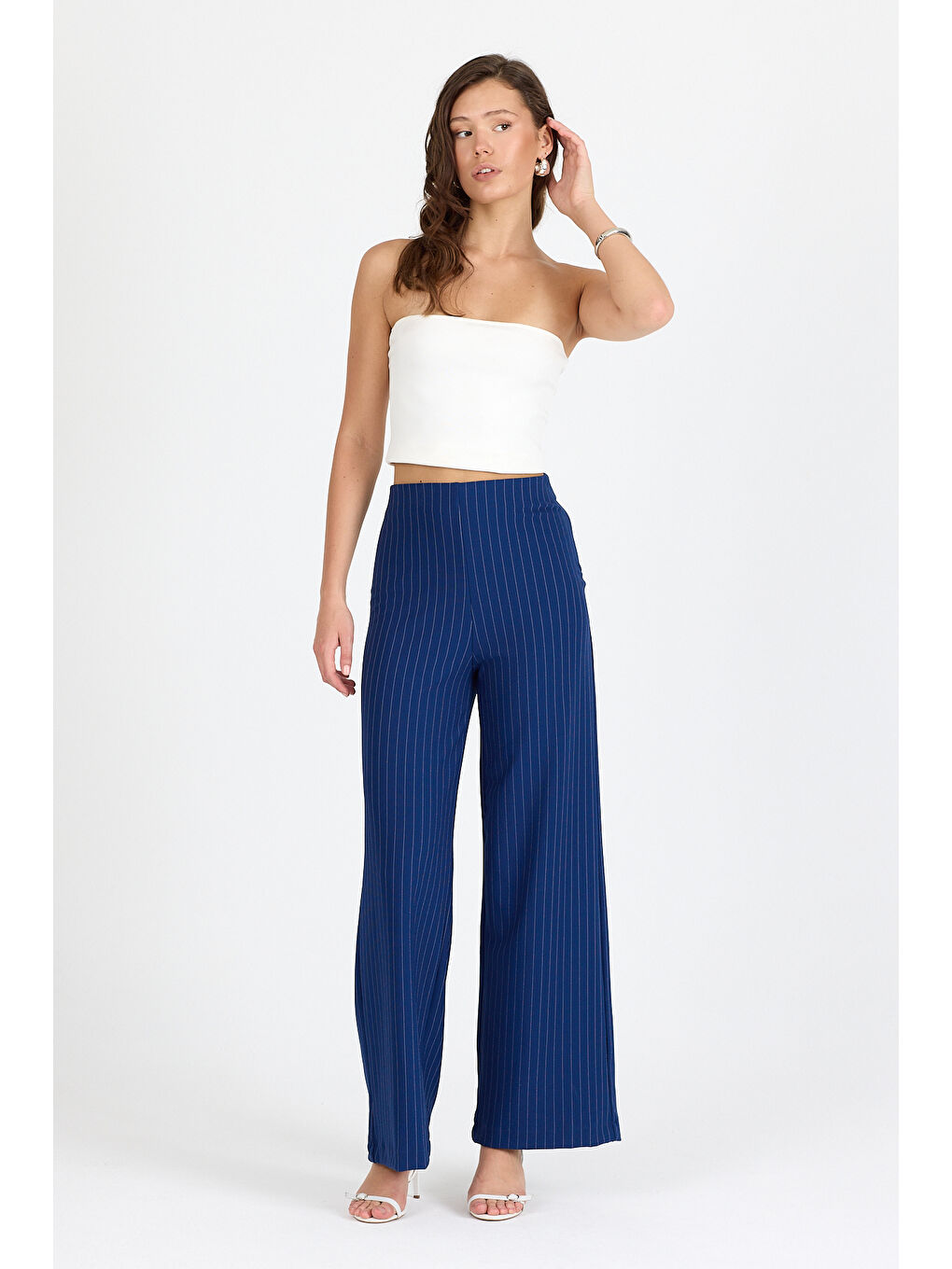 Lacivert Kadın İspanyol Paça Pantolon 2041-1