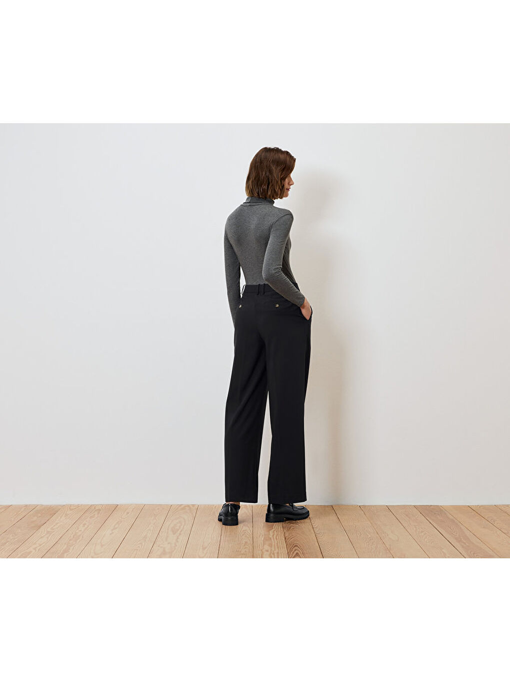 Kadın Palazzo Pantolon, Sweat, Siyah-1