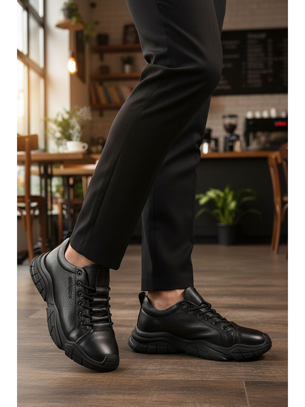 Siyah Floter Hakiki Deri Dar Kalıp Erkek Casual Ayakkabı 260037 M-2