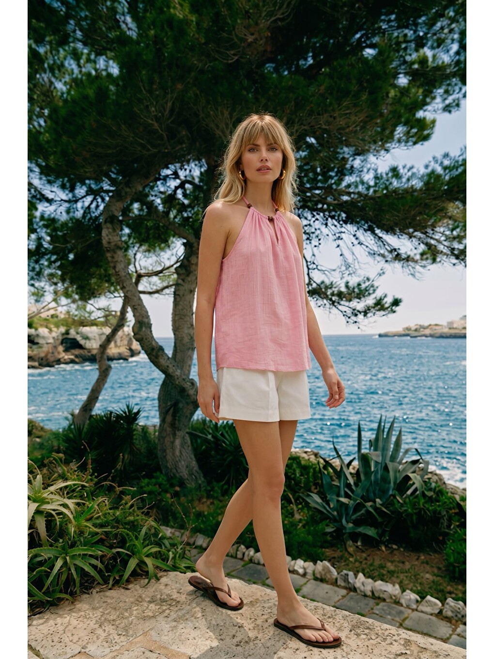 Aksesuar Detaylı Bluz - Pembe-1